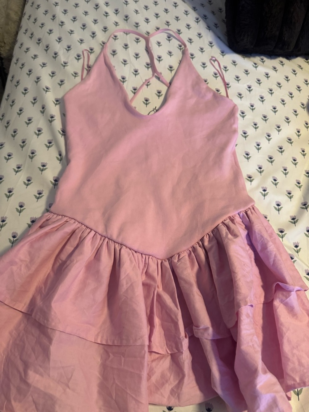 Pink Ruffle Tiered Summer Dress